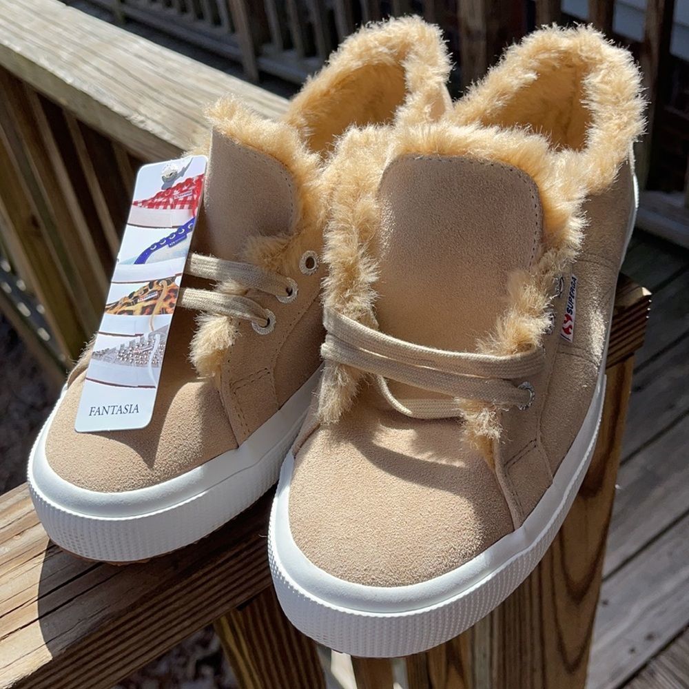 NEW Superga beige Sue Sneakers